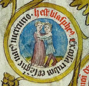 15th century affectionate couple similar to VMS Gemini and Claricia Psalter