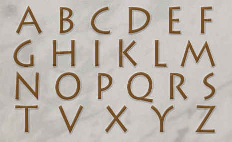 Example of Roman alphabet