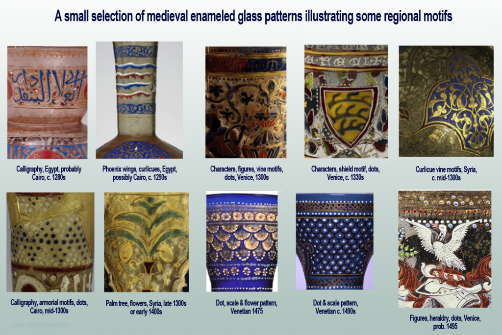 13th to 15 century enameled glass patterns