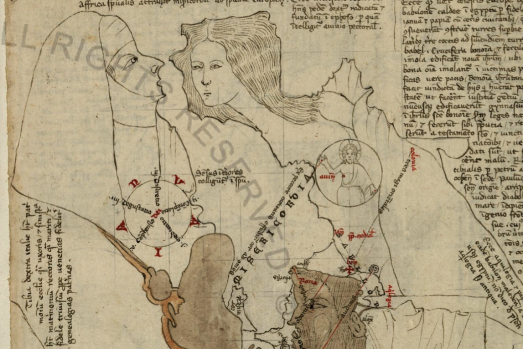 Opicinus de Canistris puzzle-like figures and map elements