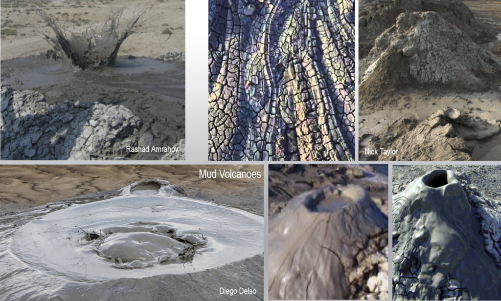 variety of mud volcanoes