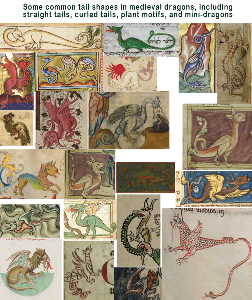 Examples of common dragon styles in medieval art.