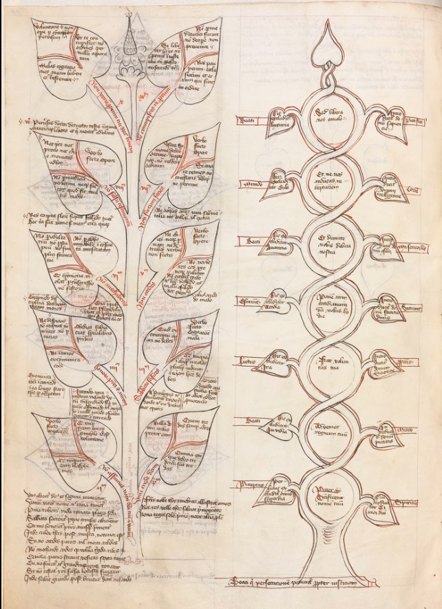 Plant-like instructional drawings in the 1414/1415 Pauper's Bible from Bavaria.