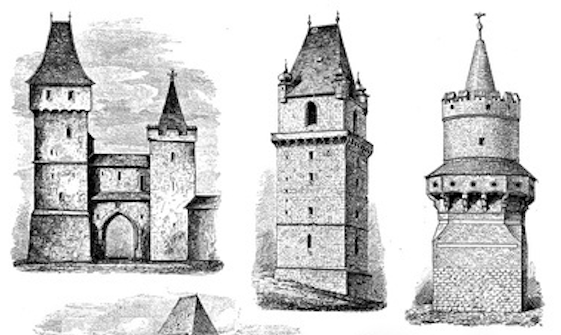 Examples of medieval portal tower styles.