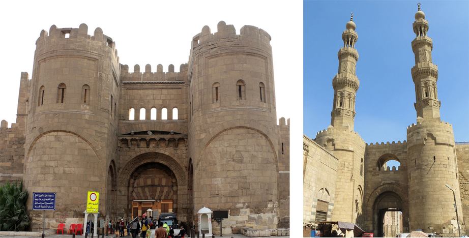 The north and south gates of the old city of Cairo, Egypt.